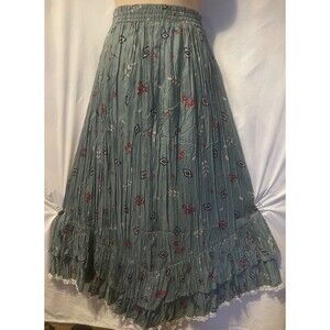 Vtg ROPER Lace Trim Handkerchief Hem Rodeo Western Long Tiered Skirt S
